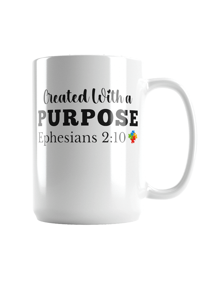Created With A Purpose : White Ceramic Mug | Christian Faith | Autism Acceptance I Gift To Mom, Dad, Child With Autism product image (2)