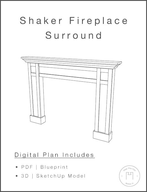 Shaker Fireplace Surround - Woodworking Project Plan and 3D SketchUp Model product image (1)