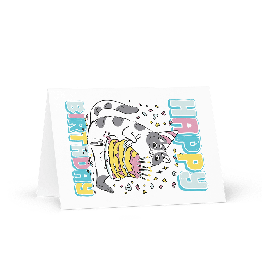 Happy Birthday (Cat With Cake) Birthday Card 5" x 7" product image (1)