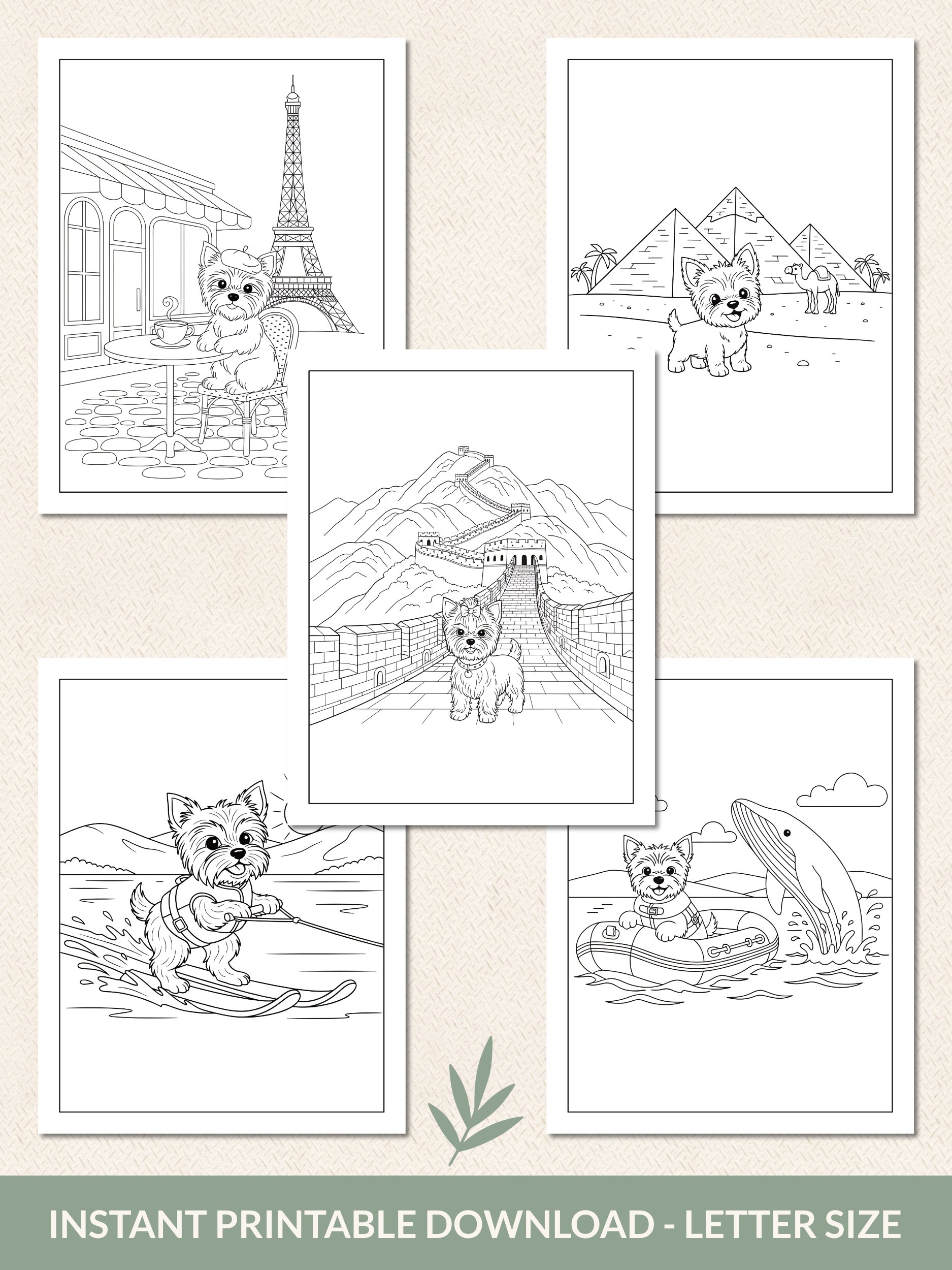 Printable Cute Yorkie Dog Fantasy Adventures Coloring Pages Volume 2 – 25 Fun Designs product image (6)