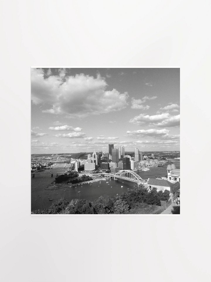 Pittsburgh - Cloudy Downtown - Black & White - poster product image (1)