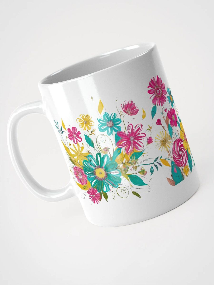 Artsy Boho Flowers White Glossy Ceramic Mug product image (3)