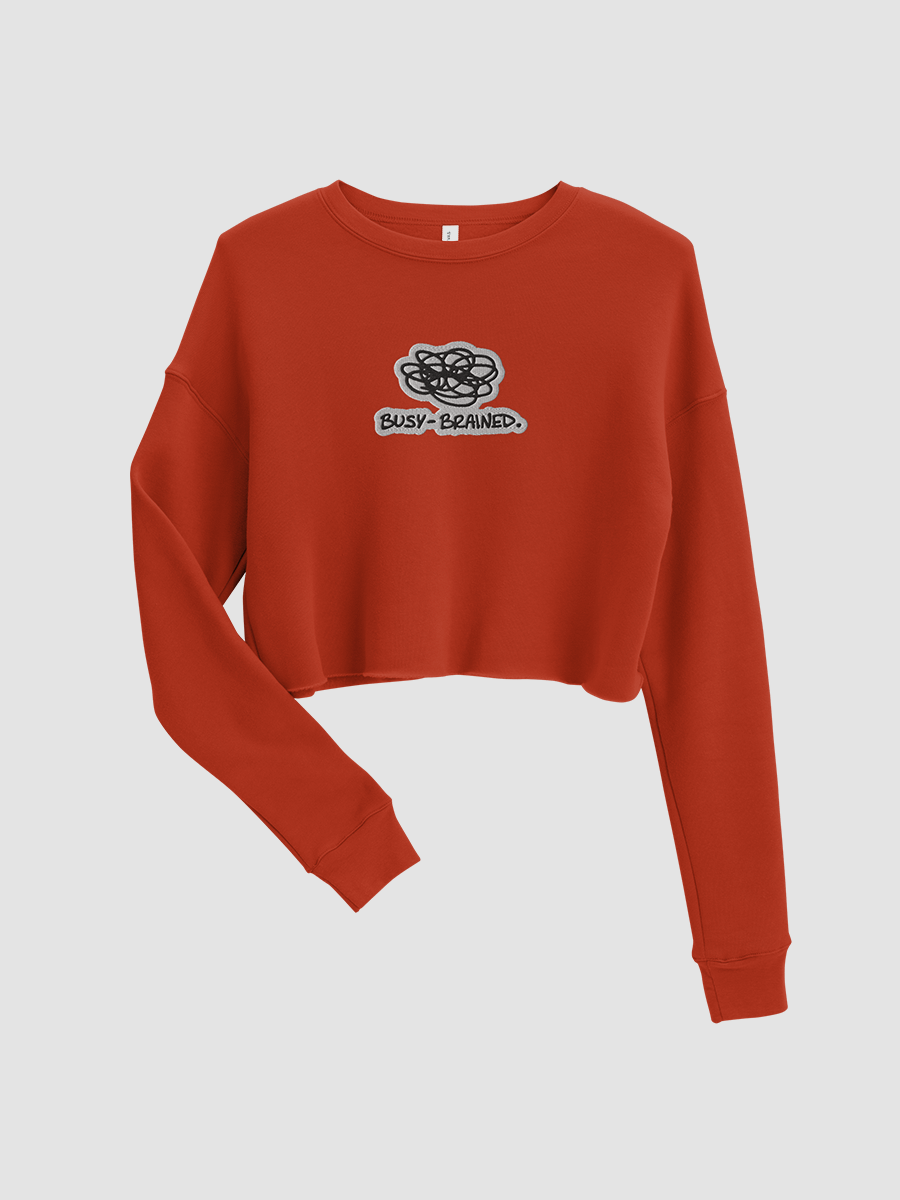 BUSY-BRAINED (bubble design) embroidered Fleece Crop Sweatshirt product image (3)