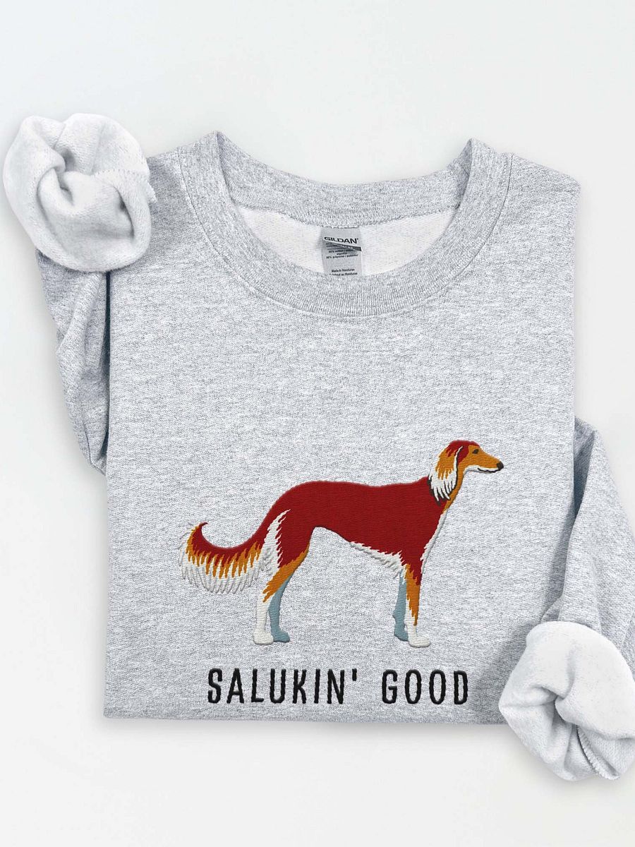 Salukin' Good Sweatshirt (Embroidered) of a Saluki(Chocolate) product image (1)