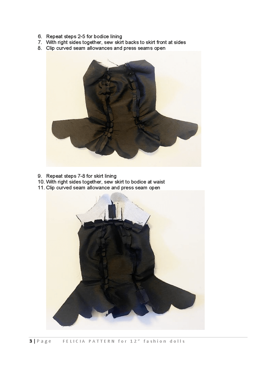 Felicia sewing pattern for 12" fashion dolls product image (3)