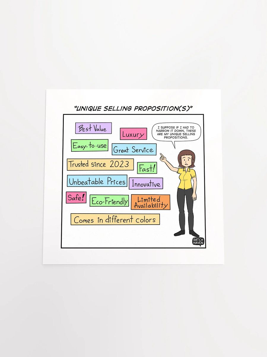 "Unique selling proposition(s)" poster (10″×10″) product image (4)