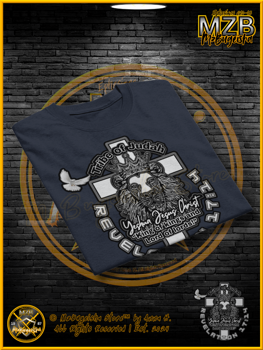 T-Shirt - MzBugeisha™ "Yeshua Jesus Christ King of kings " [V2/navy] Faith Based T-Shirt By Anna H. product image (6)
