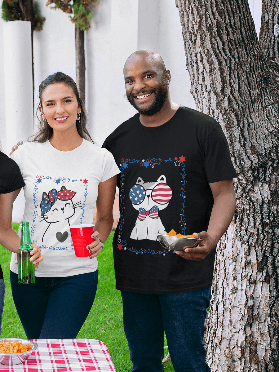 Cool Patriotic Cat with Glasses T-Shirt product image (3)