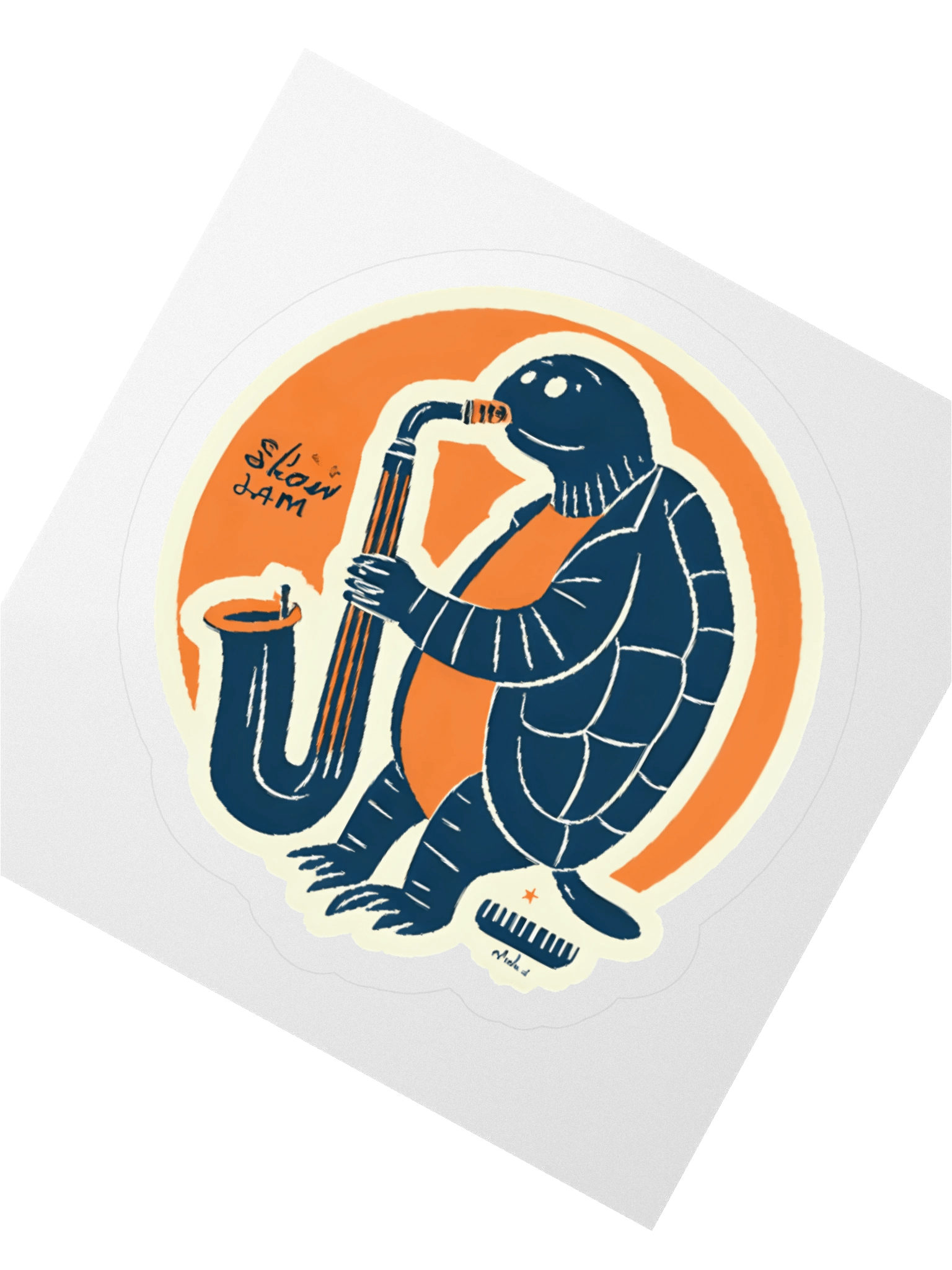 Saxy Turtle Kiss Cut Sticker product image (2)