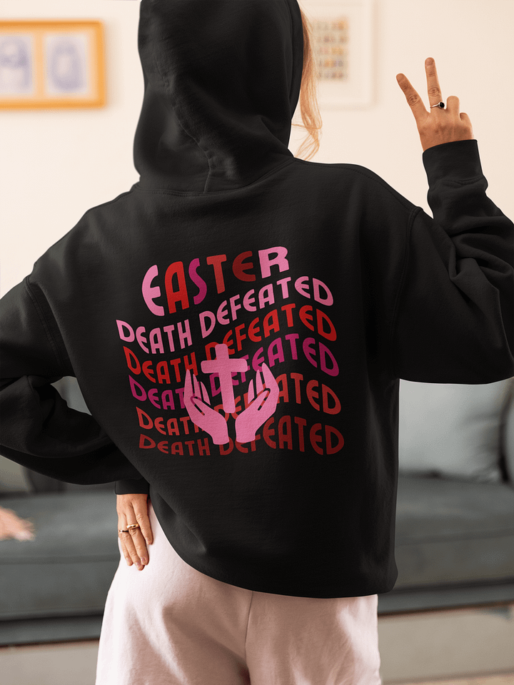 EASTER: Death Defeated Christian Gildan Hoodie - Front/Back. product image (2)
