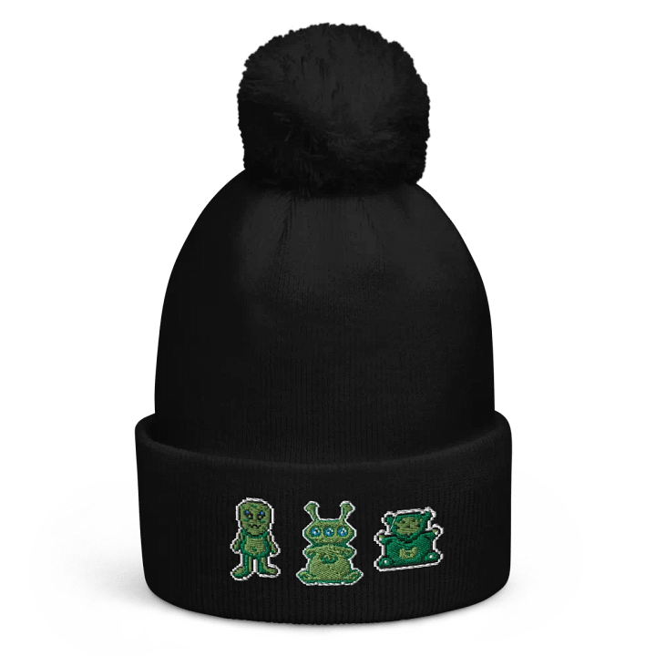 Pixel Aliens pompom beanie product image (1)