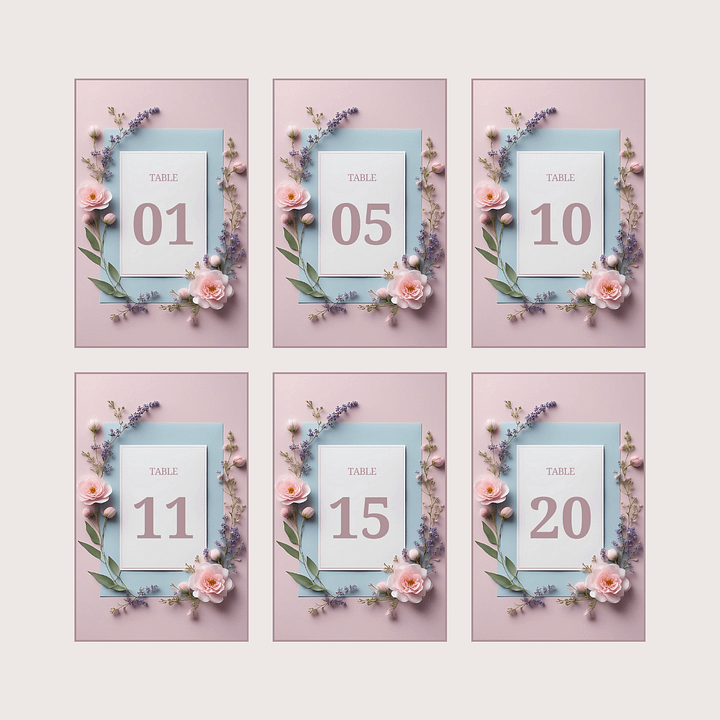 Floral Table Number Card - Dizynai (DTN-09) product image (2)