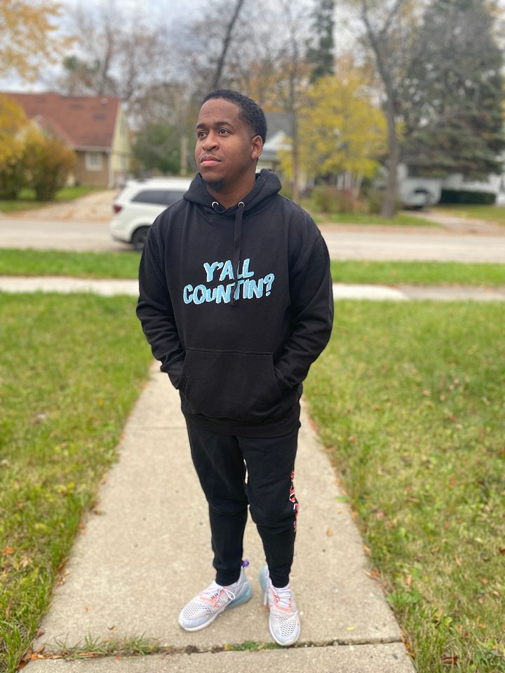Yall Countin? Hoodie - Blue and Black product image (2)