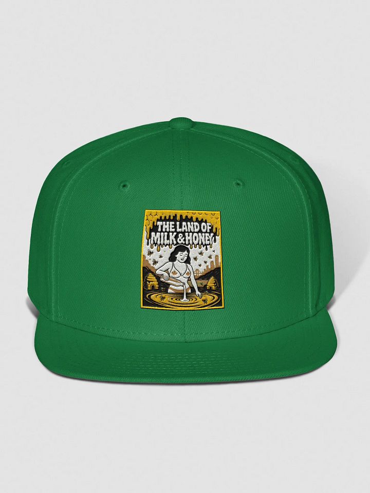 Green "THE LAND OF MILK & HONEY" Snapback Cap product image (1)