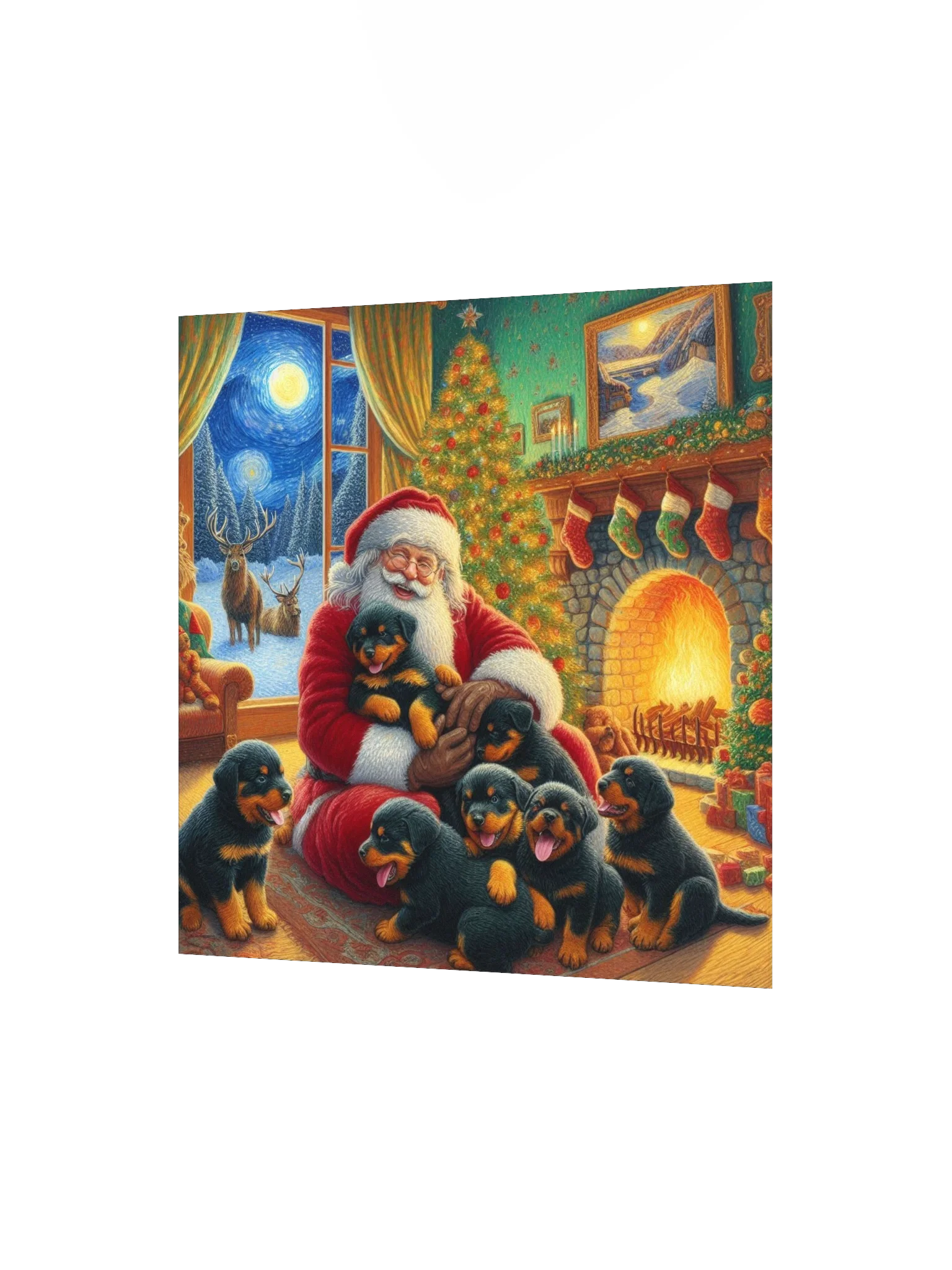 Jolly Santa & Rottweiler Puppies Christmas Poster product image (6)