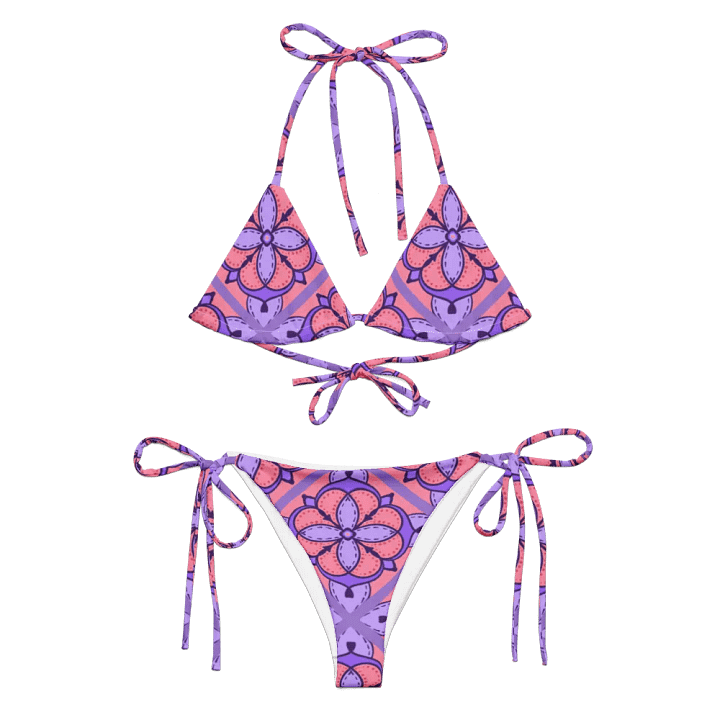 Peach and Lilac Symmetry Pattern String Bikini product image (1)