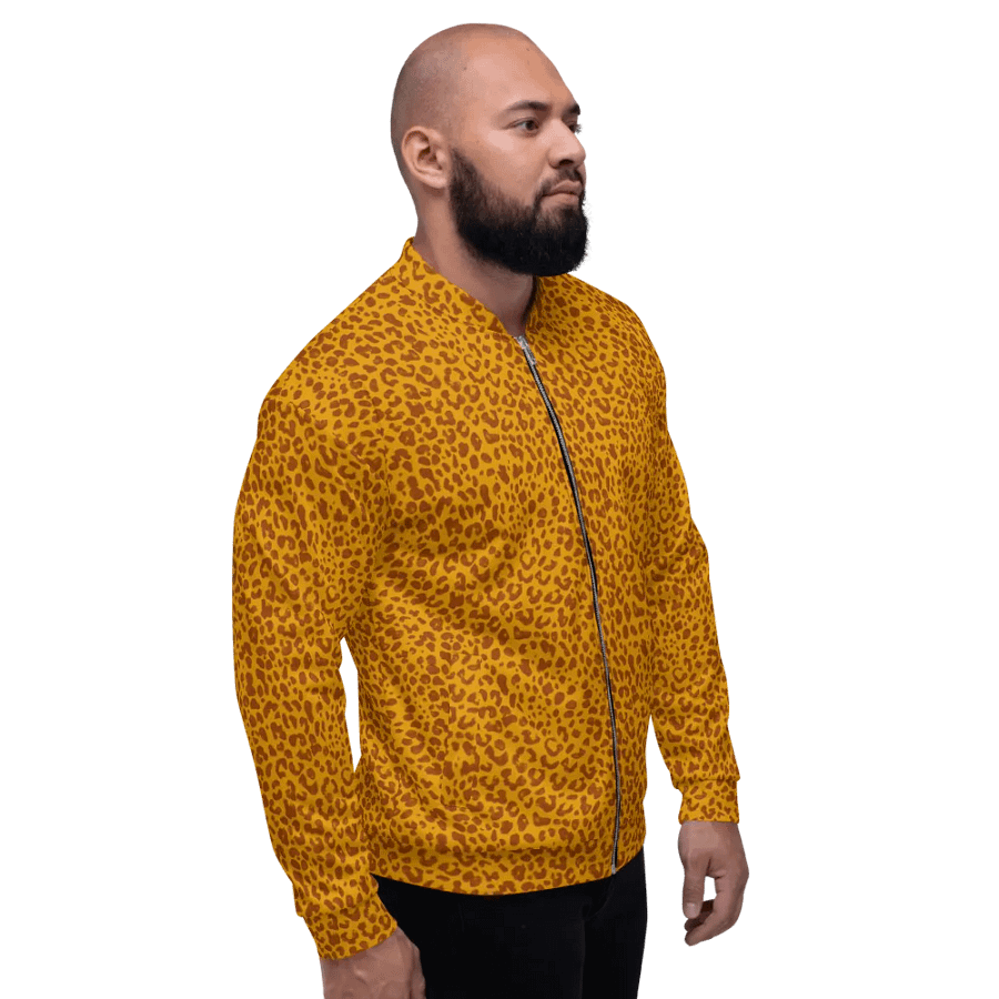 Leopard Print Honey Yellow Bomber Jacket product image (5)