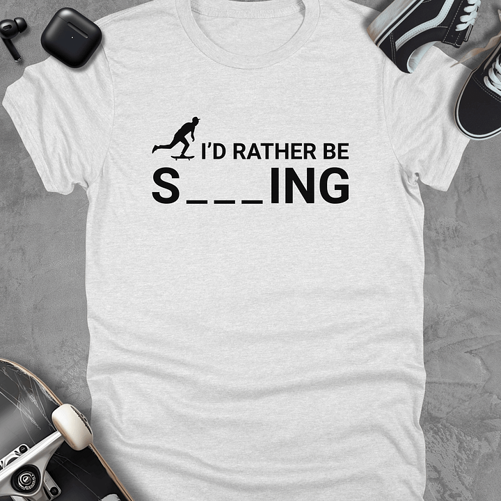 I'd rather be skating, Funny skateboarding t-shirt, Unisex product image (3)