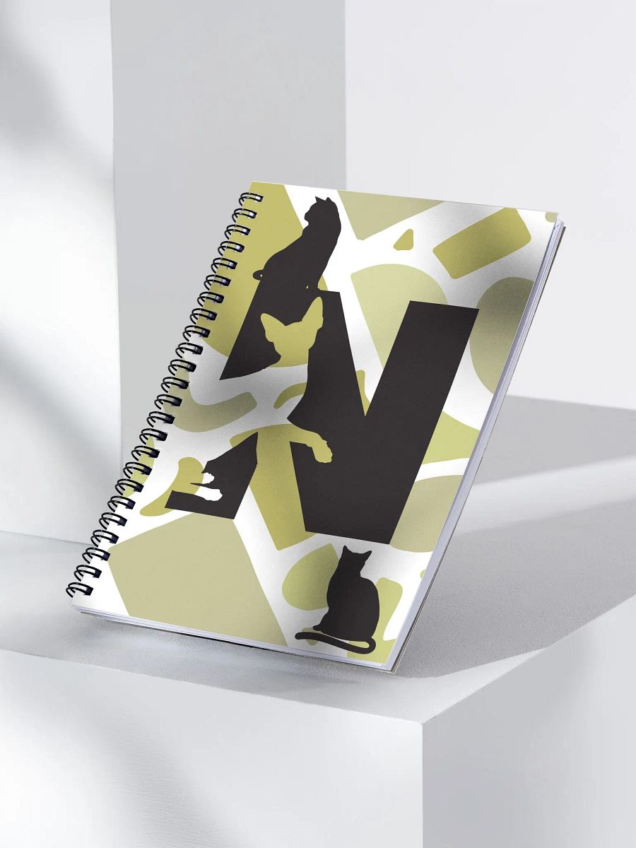 Monogram Letter N Cat Lover Geometric Greens Notebook product image (3)
