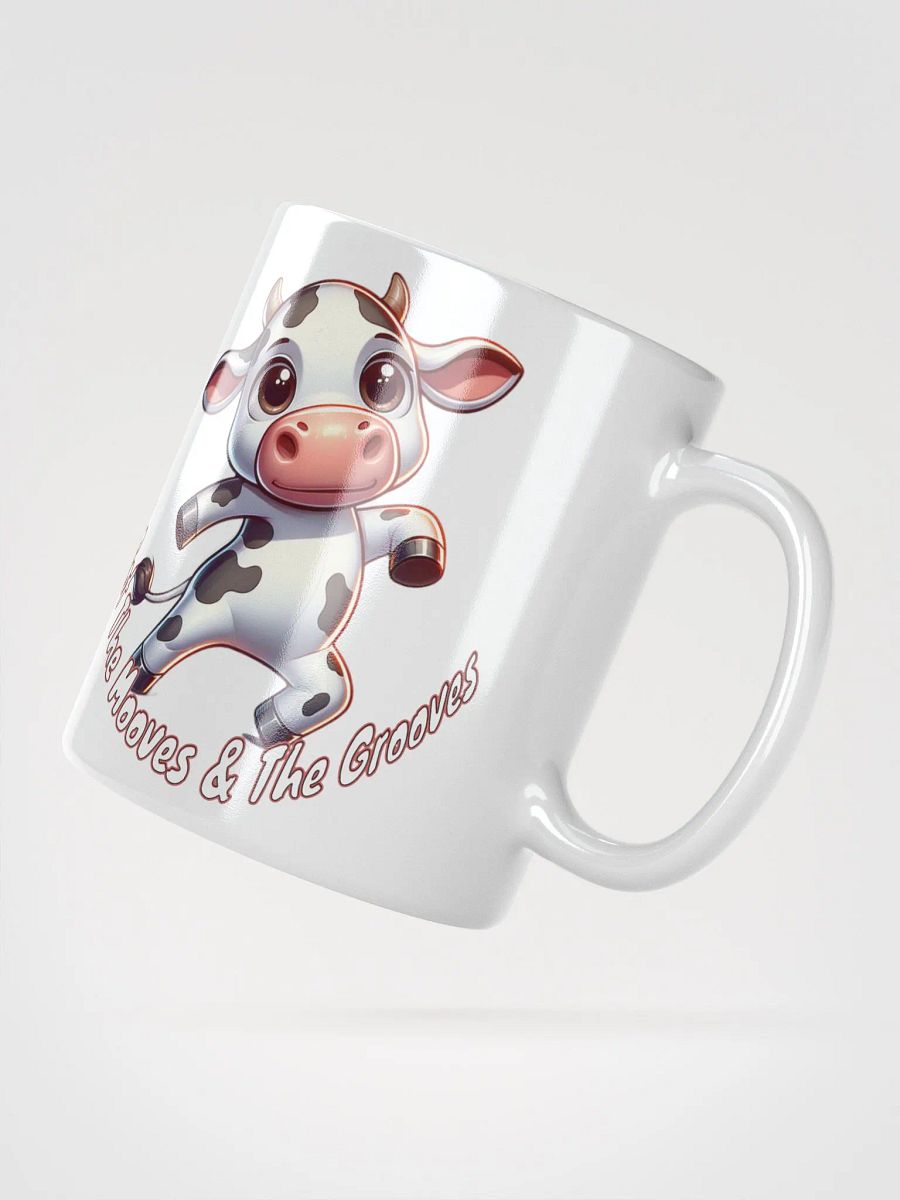Adorable Dancing Cow Ceramic Mug - 'I Got The Mooves & The Grooves' Cute Cartoon Design product image (6)