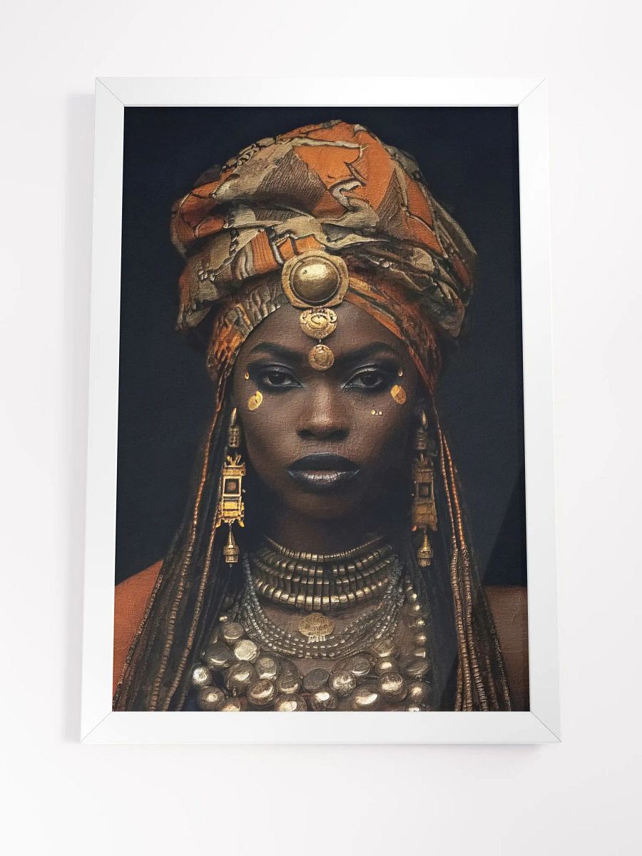 African Woman in Traditional Head Dress, Bronze Jewelry Poster Print, Framed product image (5)
