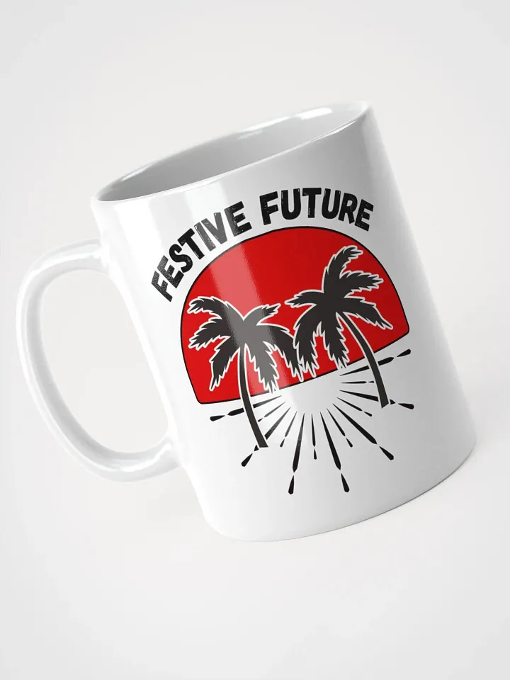 Festive Future - Sunset Beach Scene White Coffee Mug product image (6)