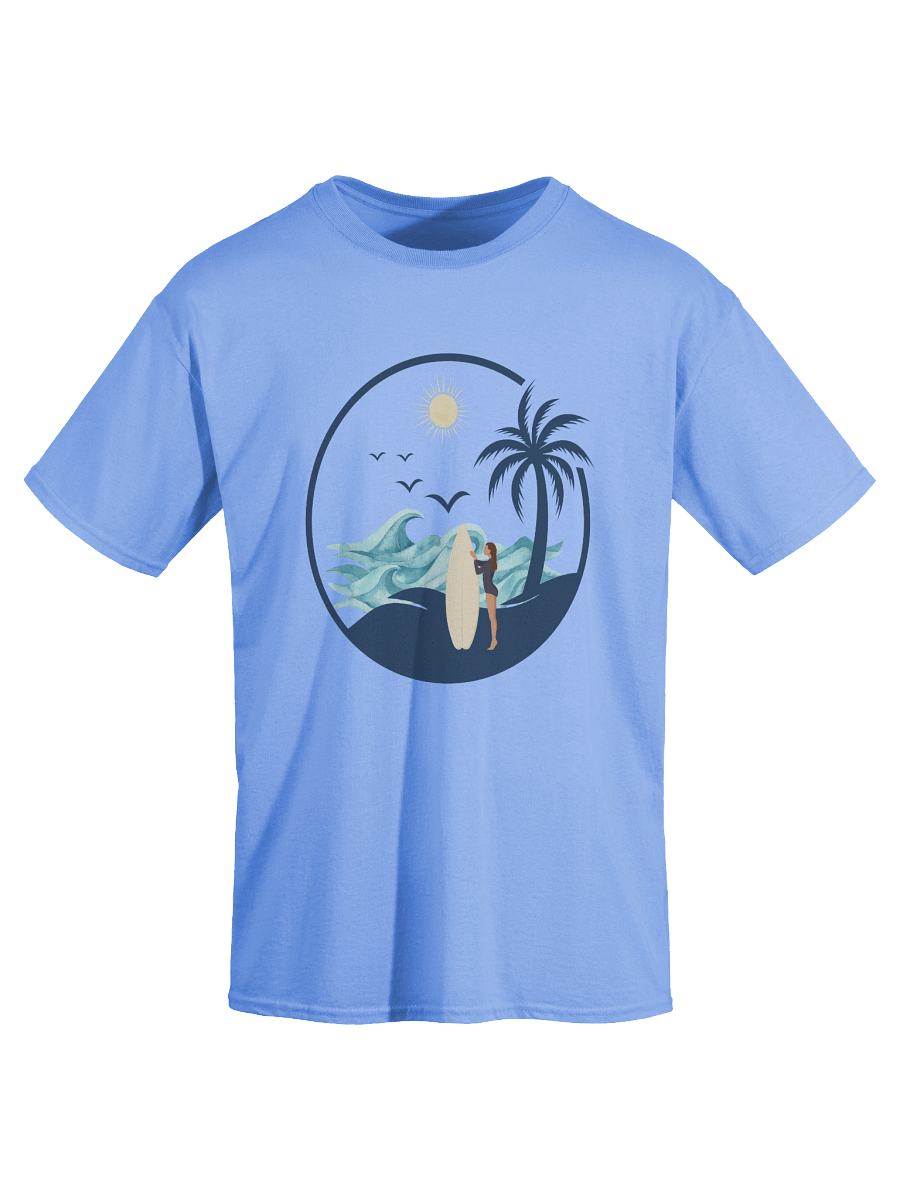 Vintage Surfer Girl Circle – Retro Palm Tree, Sun & Ocean Waves Design Tee product image (59)