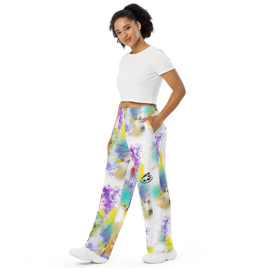 Splatter-Wear #4 Wide Unisex Pants/White product image (4)