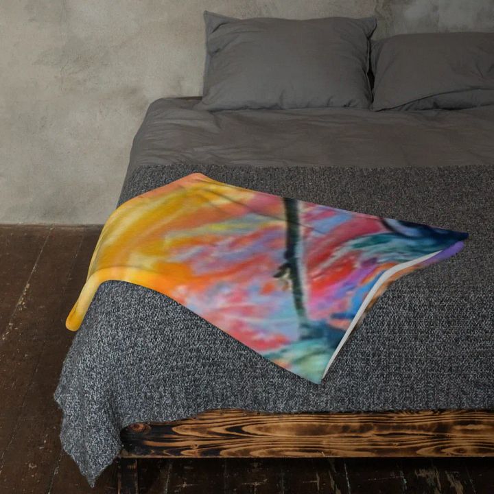 Scenic Snowy Tree-Lined Lake Throw Blanket product image (2)