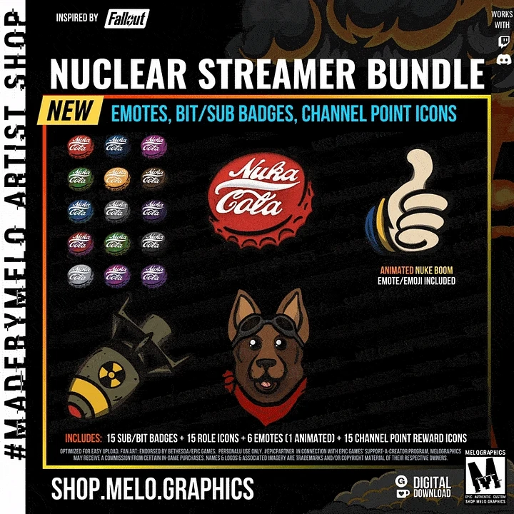 ☢️ Nuclear Streamer Bundle - Emotes, Badges, Icons | #MadeByMELO product image (1)