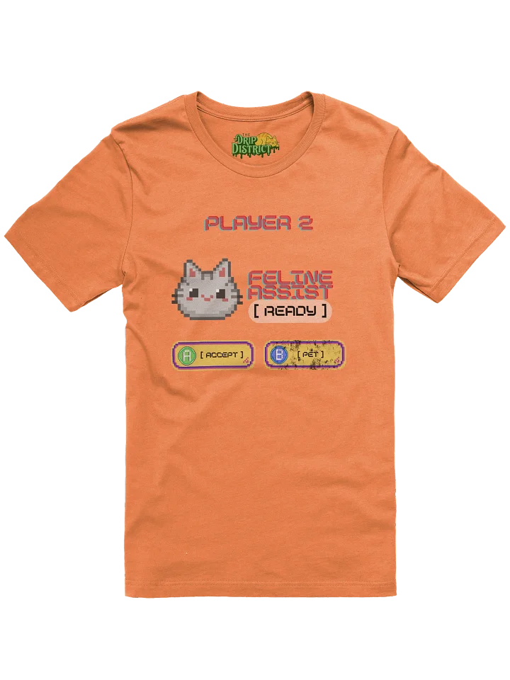 Player 2: Feline Co-Op Gamer Tee – Cat Lover Casual Crewneck T-Shirt product image (2)
