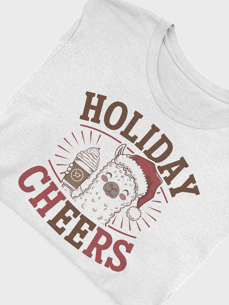 “HOLIDAY CHEERS” t-shirt, Holiday-themed t-shirt, Cheerful llama graphic, Santa hat design, Perfect for spreading joy, Unique gifts for llama lovers, Good vibes clothing, gift idea for holiday season product image (5)