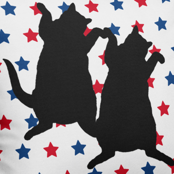 Dancing DeMeowcracy Kitties Reversible Pillow Cover - Red, White and Blue Stars product image (11)