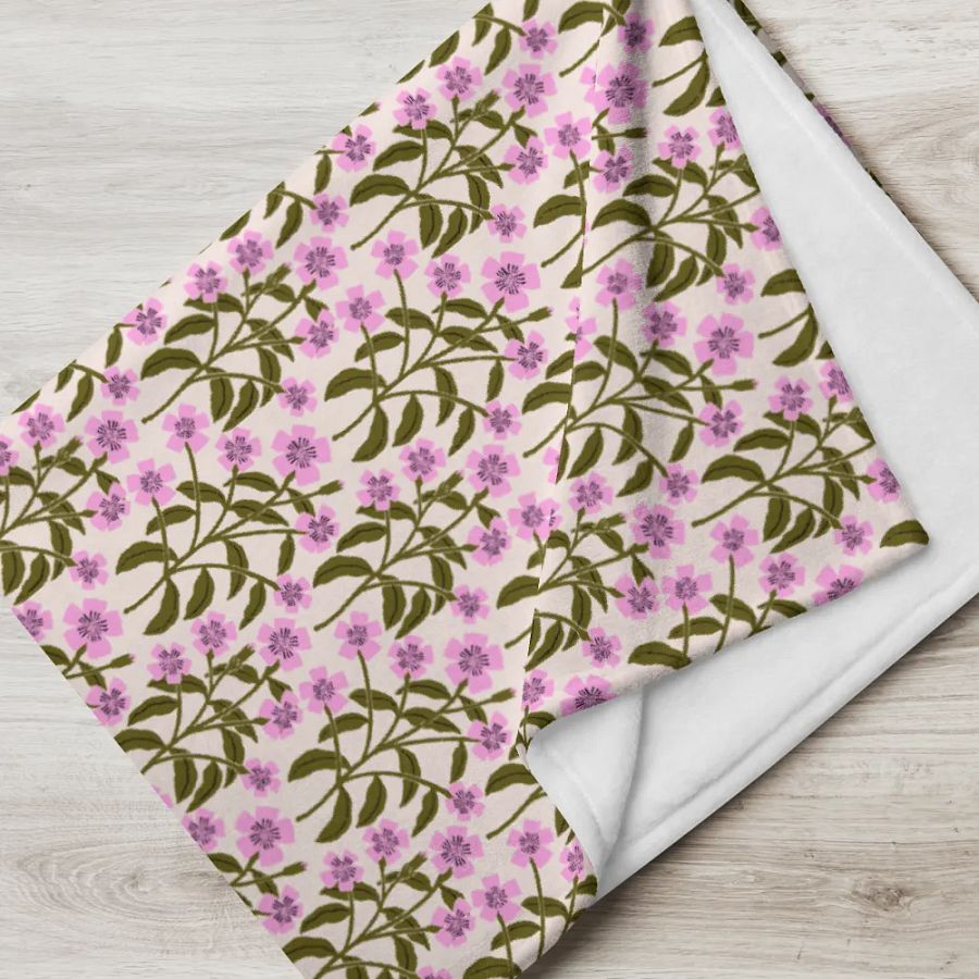 Campion Trails - Pink and Forest Green - Throw Blanket product image (5)