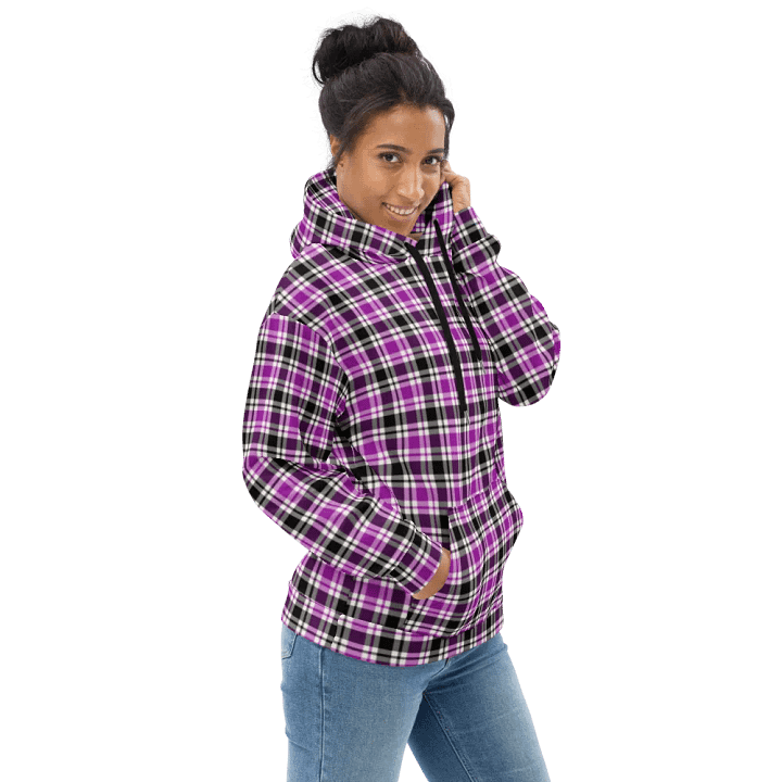 Purple, Black & White Plaid Hoodie product image (1)