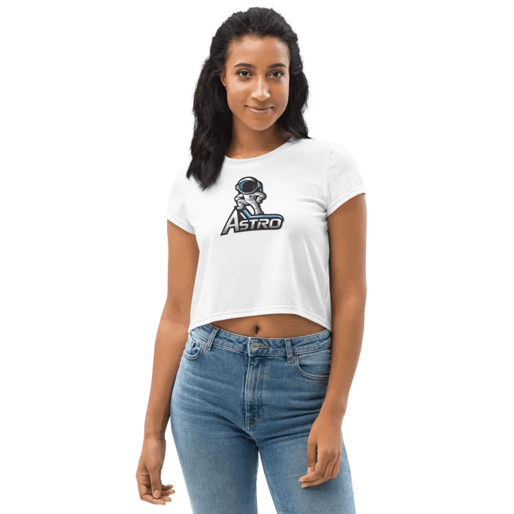 Astro Women's Crop Tee - Trendy Astronaut Graphic in White product image (1)