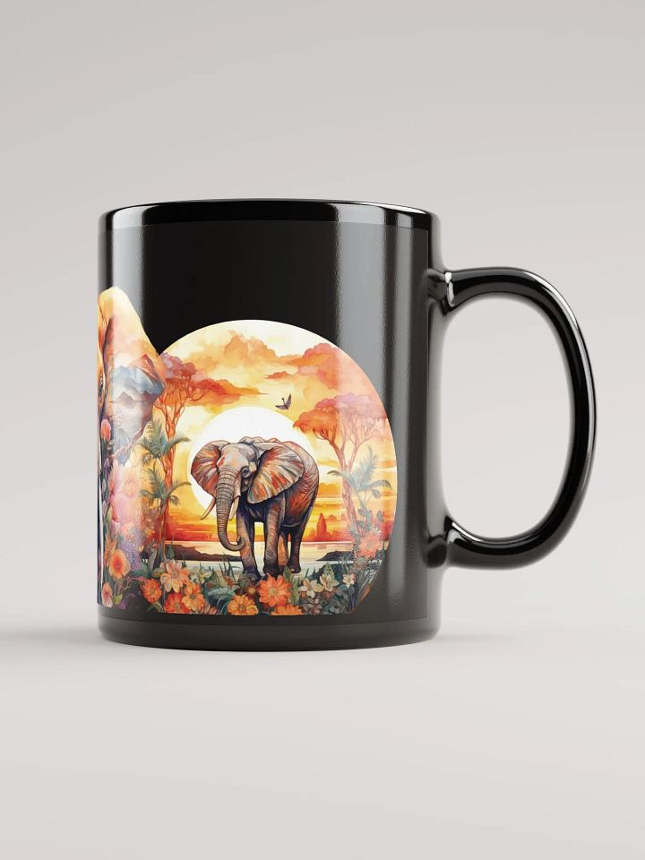 Sunset Elephants Black Glossy Mug product image (1)