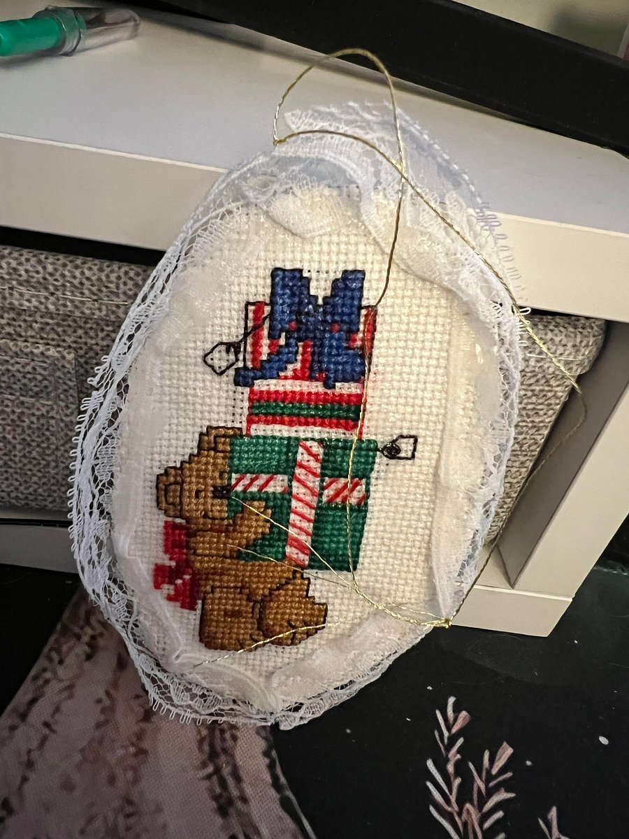 Teddy Bear Carrying Presents Cross-Stitch Ornament product image (1)