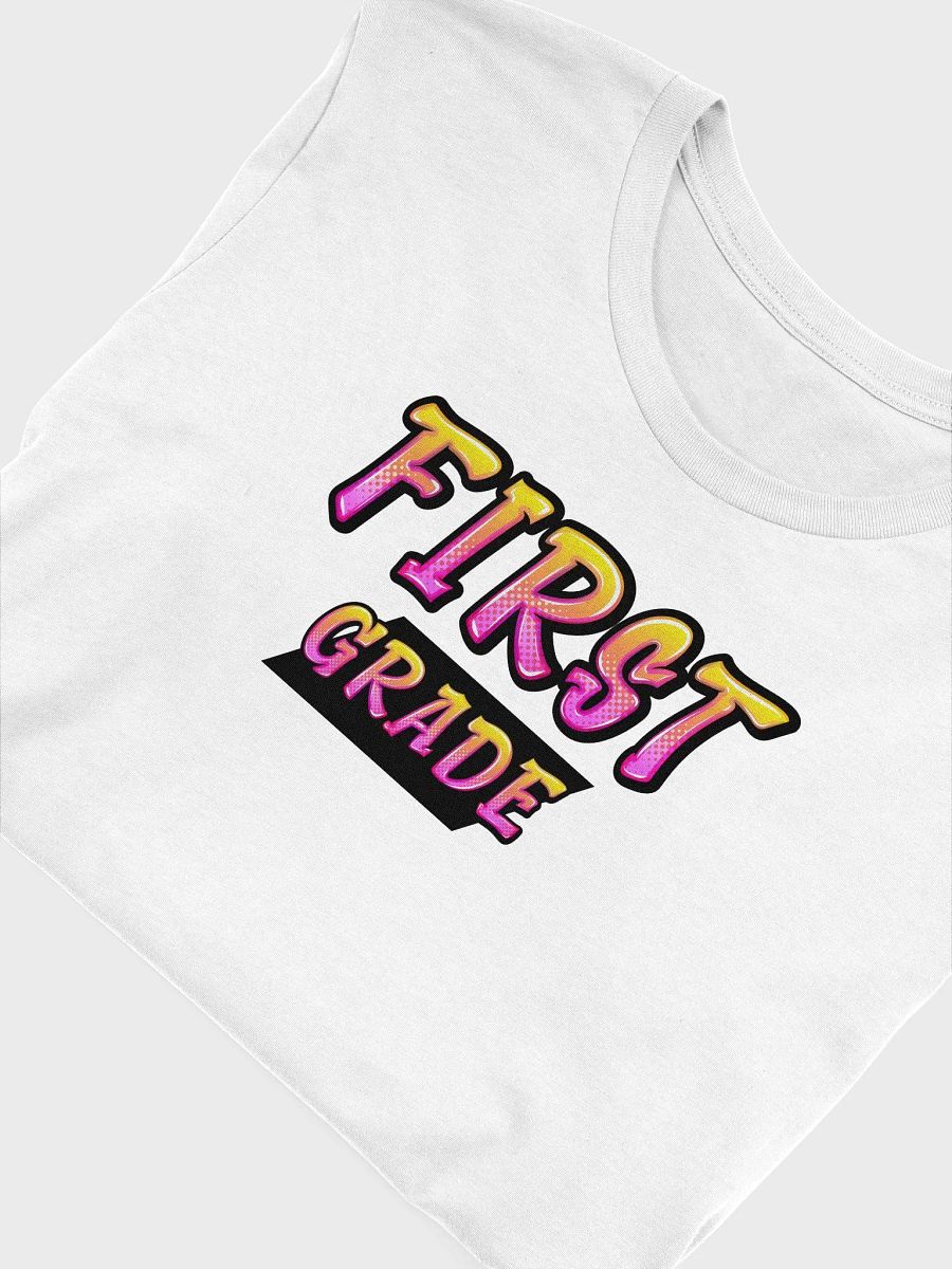 FIRST GRADE Teacher Shirt - Pink + Yellow Bold Letters product image (1)