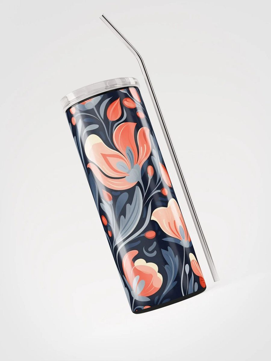 Forest Pastel Red Floral Harmony 20oz Stainless Steel Tumbler – Elegant & Durable product image (3)