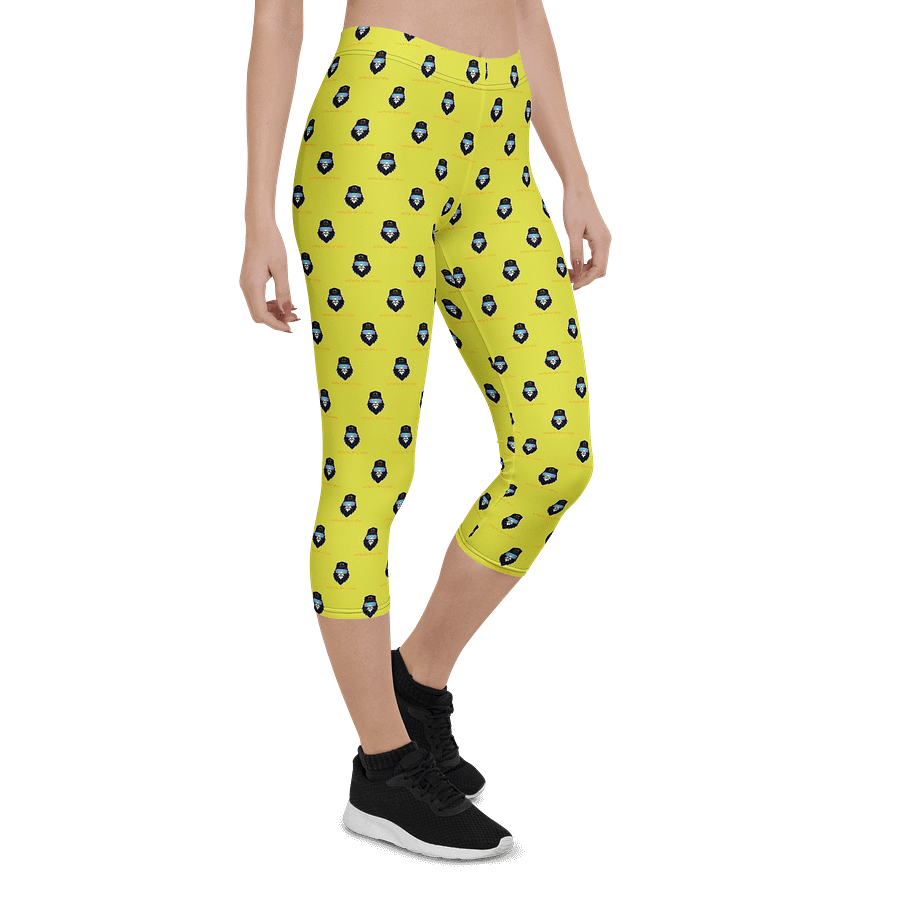 Synthsquatch Fitness Bigfoot Monogram Logo All-Over Print Capri Leggings (Neon Yellow) product image (6)