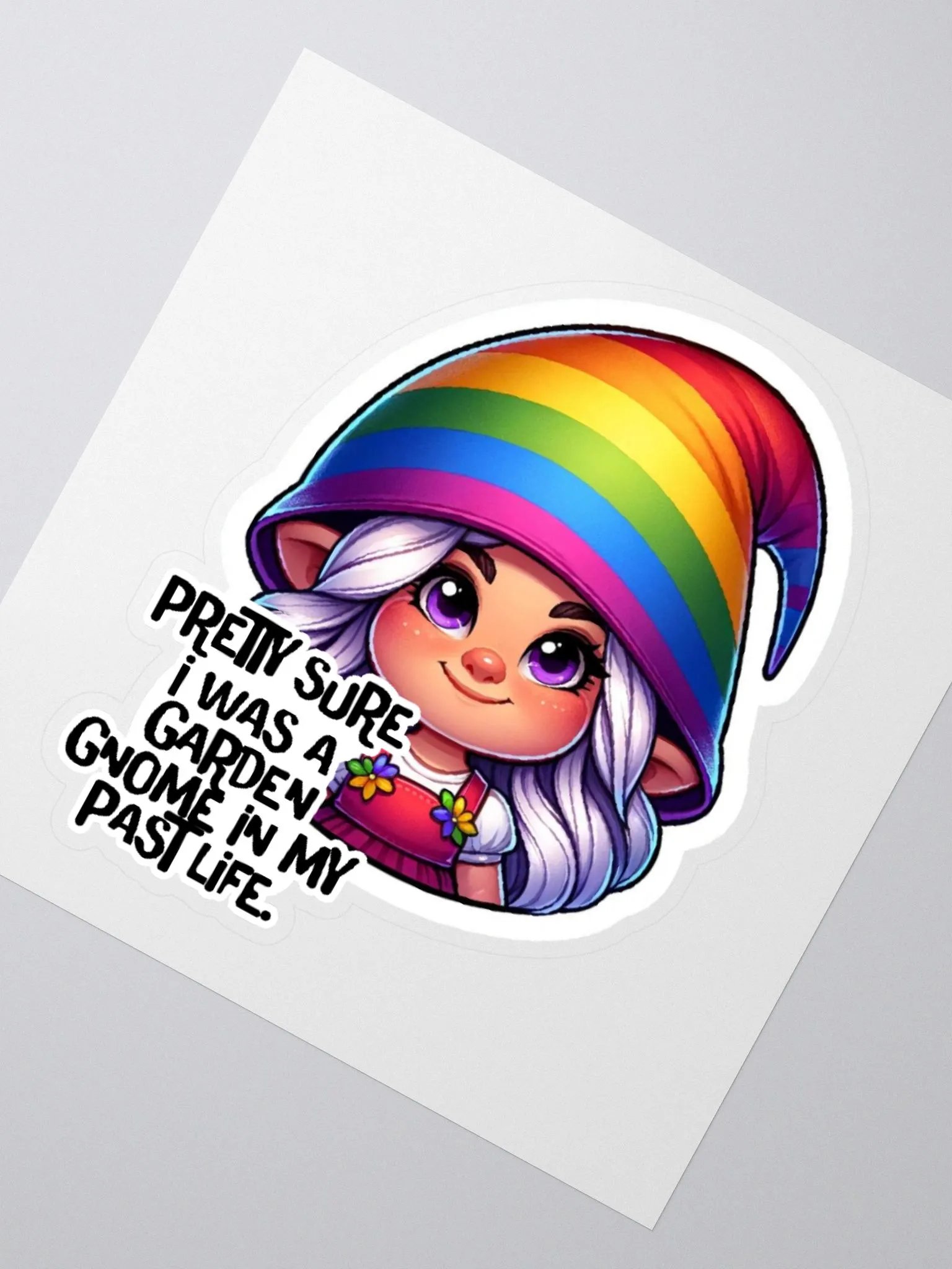 Rainbow Garden Gnome Sticker-Rainbow Sticker-Gnome LGBTQIA+ Sticker product image (5)