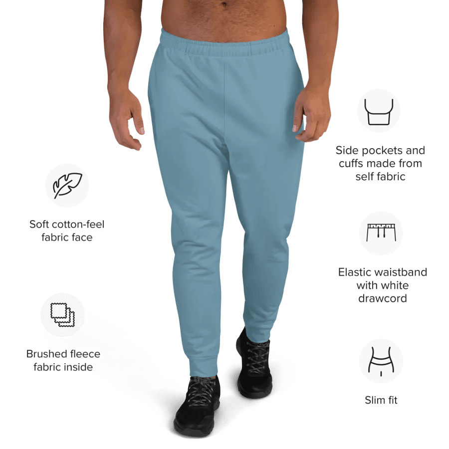 Plain Medium Light Blue Soft Summer Recycled Polyester Premium Men's Joggers by Treasure Pie product image (9)