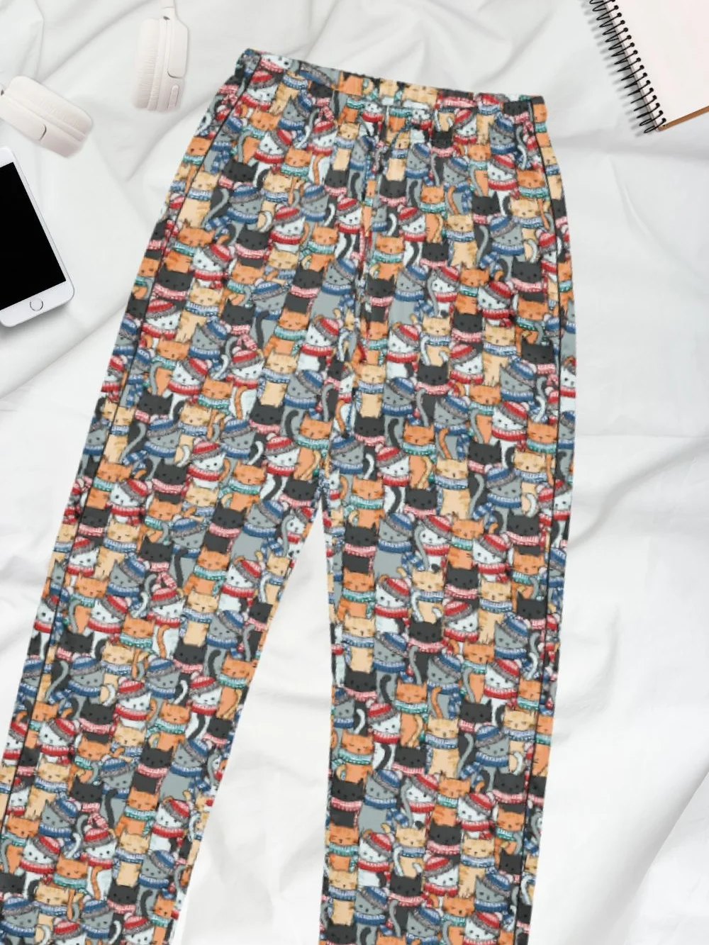 Cats in Winter Hats & Scarves Pattern Pyjama Pants product image (1)