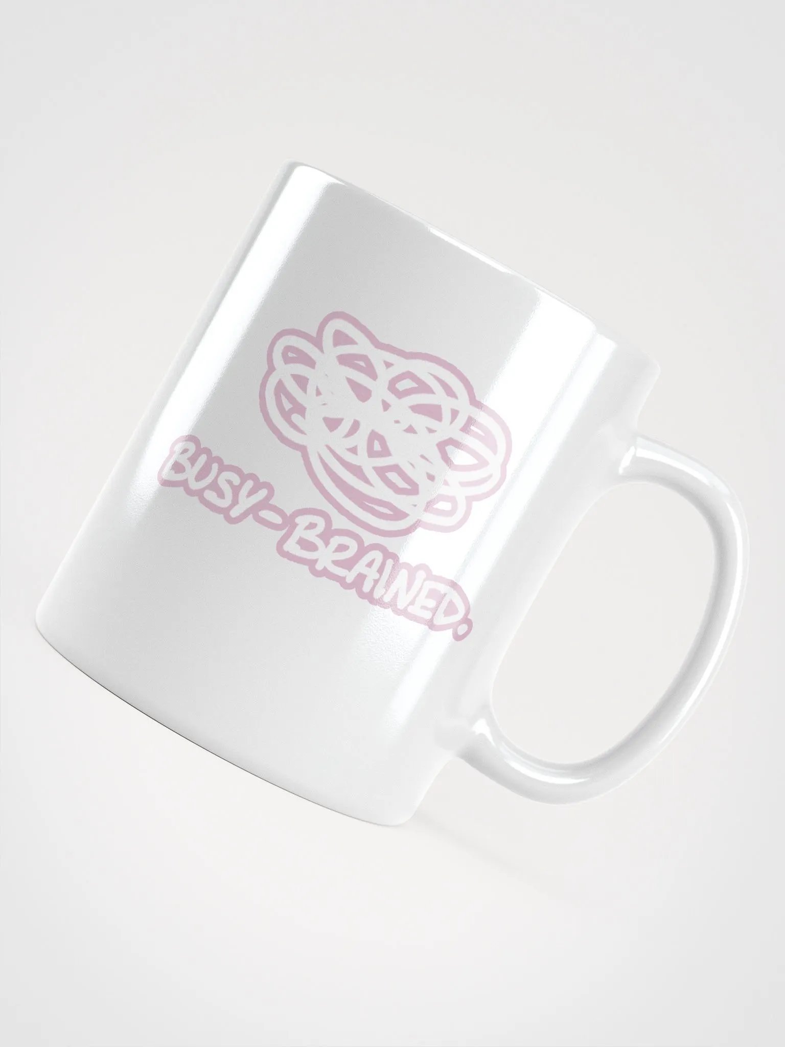 BUSY-BRAINED (lined design, #E1B9CE) glossy white mug product image (7)