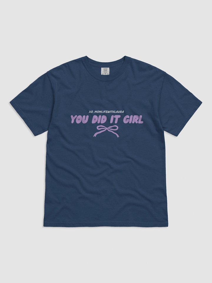 You Did it Girl Bow Comfort Colors Tee - Lilac/True Navy product image (1)