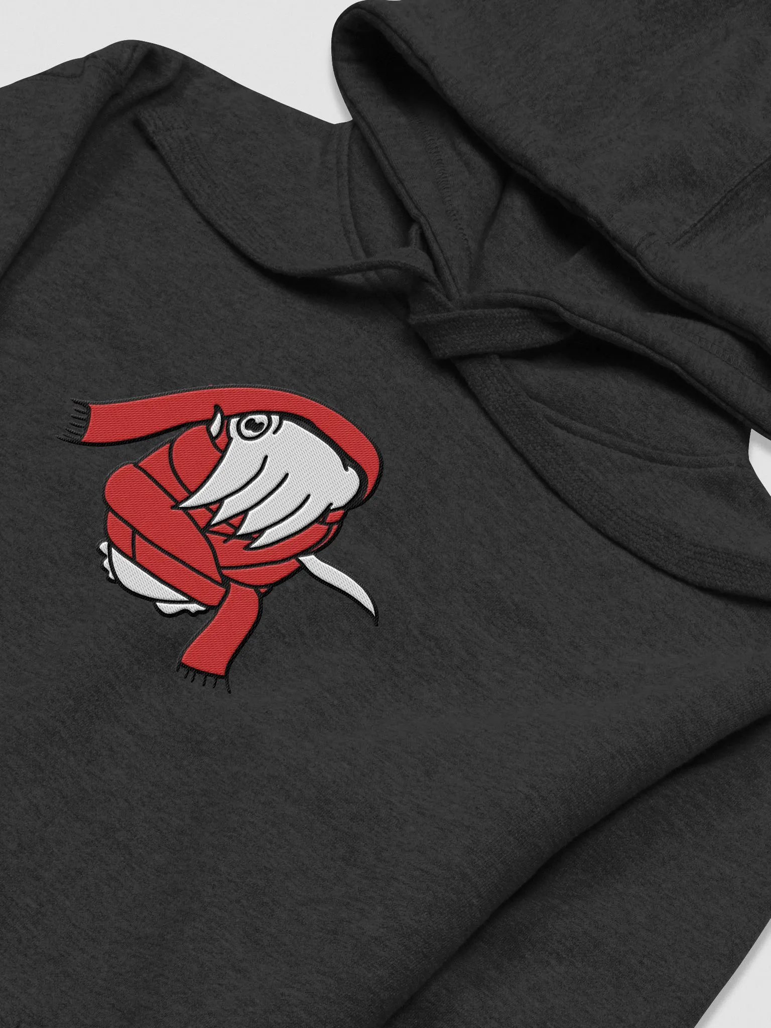 Cuttlefish Scarf Wrap Embroidered Hoodie - White and Red product image (3)