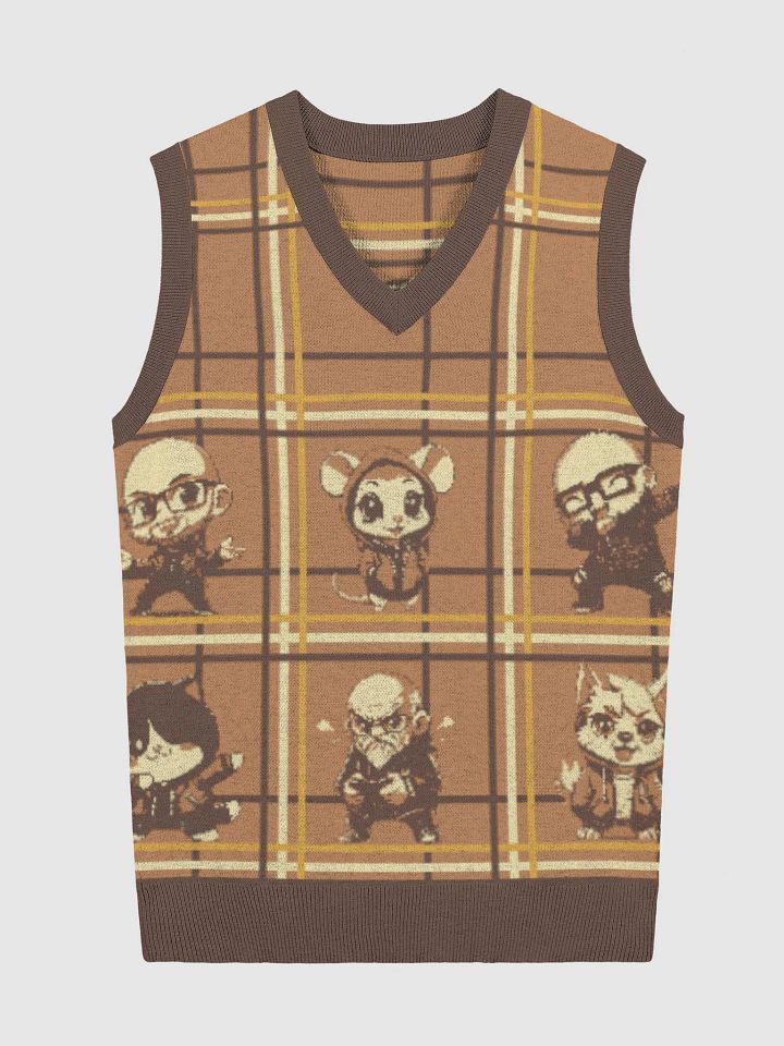 Plaid Cartoon Dream Knitted V-Neck Vest product image (5)