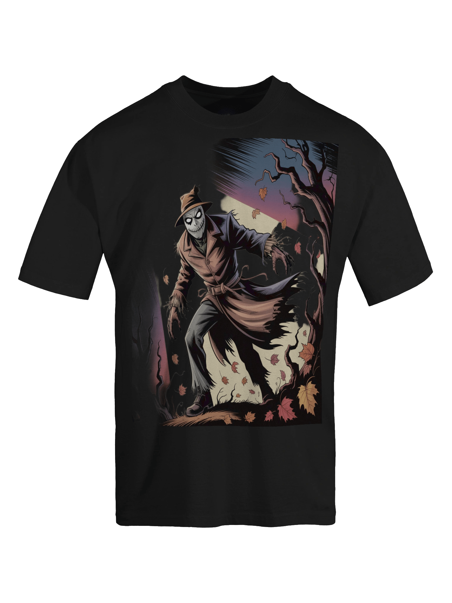 Harvest Horror: Scarecrow's Autumnal Approach Oversized Faded T-Shirt product image (1)