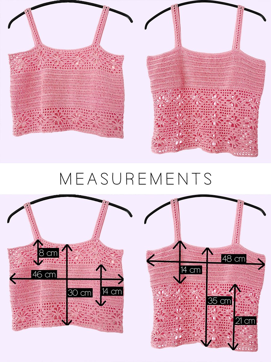Crochet Pattern: Floral Diamond Tank Top, Made to Measure product image (4)
